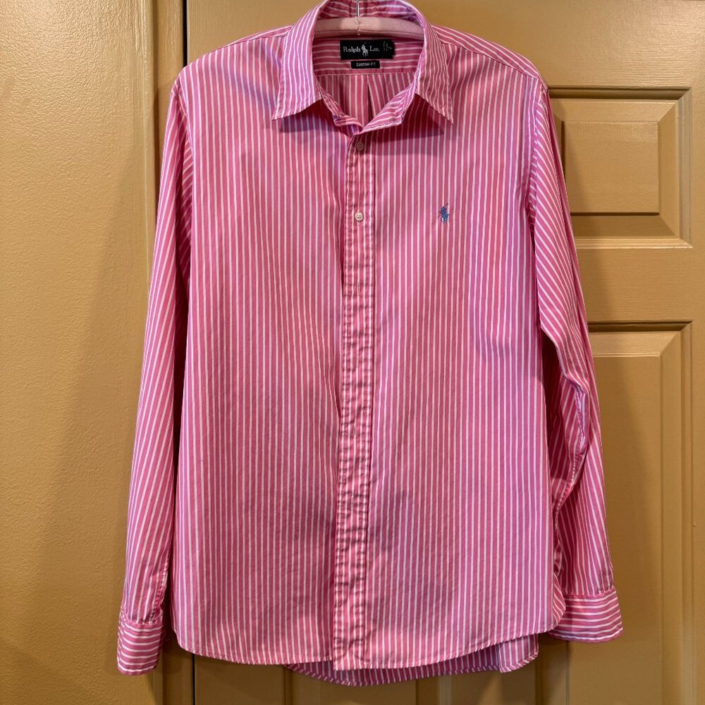 Y2K Ralph Lauren Polo Custom Fit 'Candy Stripe" Button Down 16 1/2 L